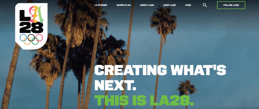 LA28 website homepage